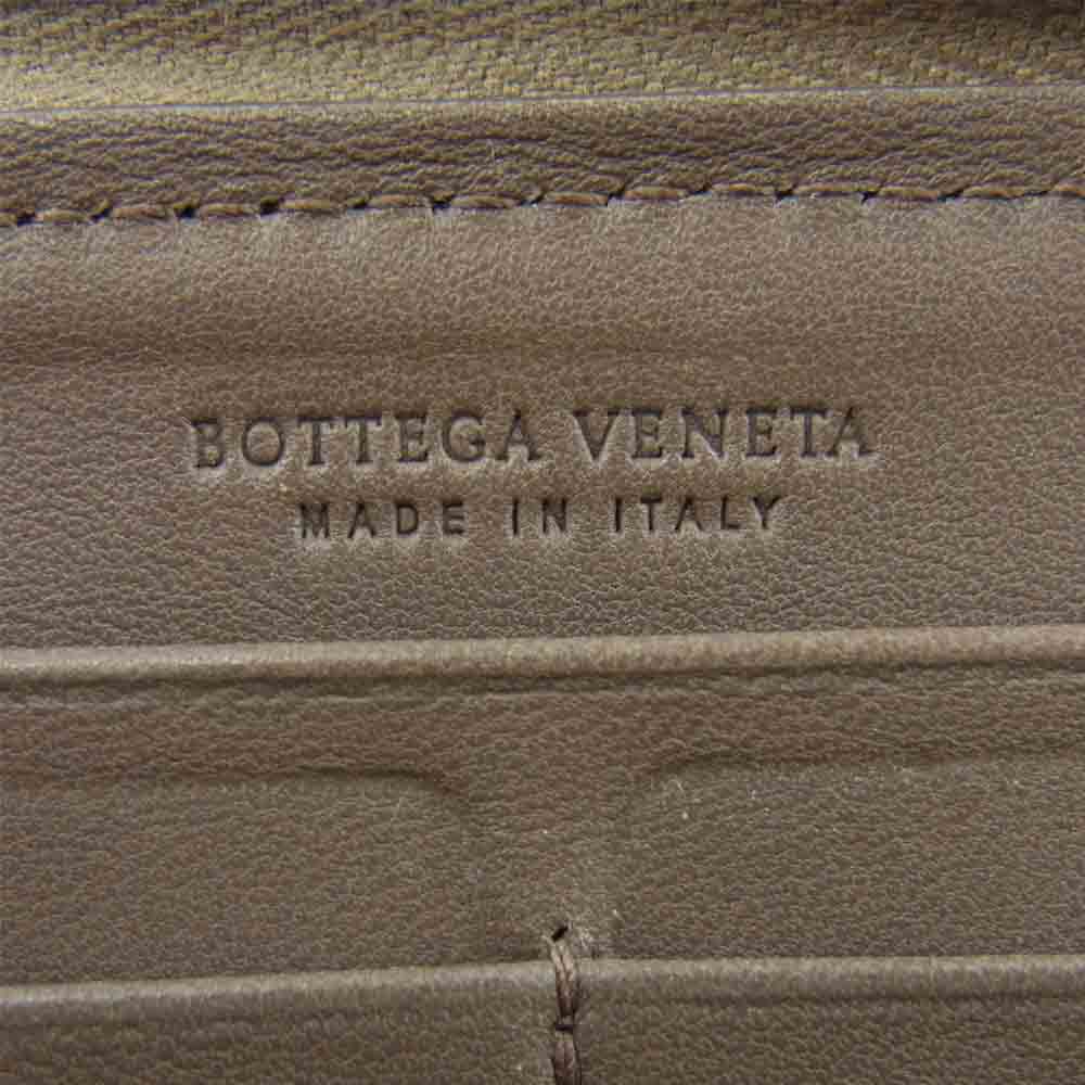 BOTTEGAVENETA ボッテガヴェネタ 114076 V0013 2513 イントレチャート ラウンドジップ ウォレット 長財布 グレージュ系【中古】