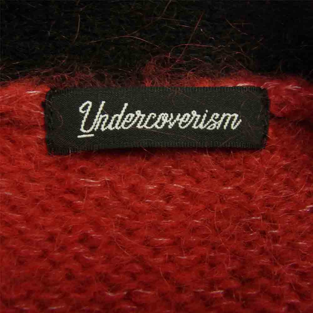 UNDERCOVER アンダーカバー U12A4902 ボーダー モヘア カーディガン ブラック系 レッド系 5【中古】