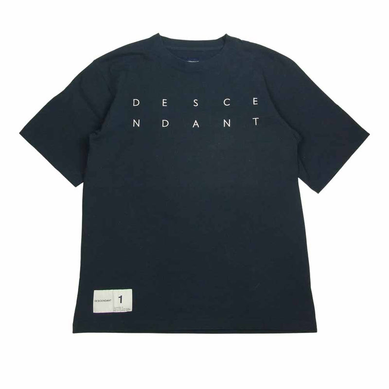 DESCENDANT ディセンダント ロゴ刺繍 クルーネック 半袖 Tシャツ ネイビー系 1【中古】