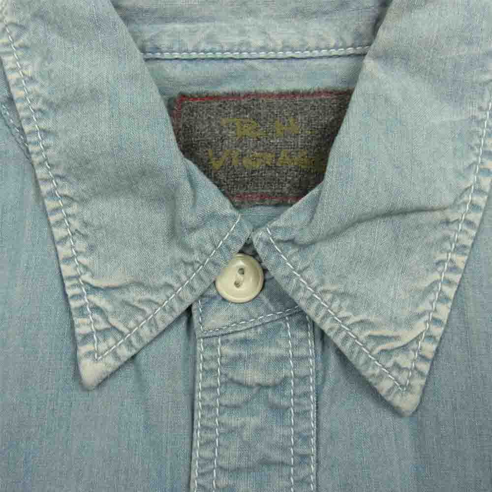 Ron Herman ロンハーマン 112070133 VINTAGE ヴィンテージ 加工 シャンブレー ワークシャツ インディゴブルー系 S【中古】