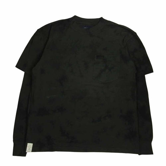 DESCENDANT ディセンダント RonHerman ロンハーマン 別注 SMOKE TIE DYE LAYERED TEE スモーク タイダイ染め レイヤード 長袖 Tシャツ ブラック系 1【中古】