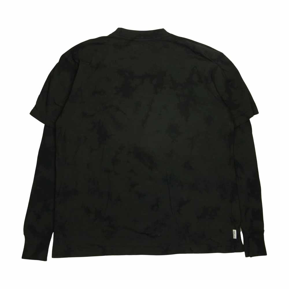 DESCENDANT ディセンダント RonHerman ロンハーマン 別注 SMOKE TIE DYE LAYERED TEE スモーク タイダイ染め レイヤード 長袖 Tシャツ ブラック系 1【中古】