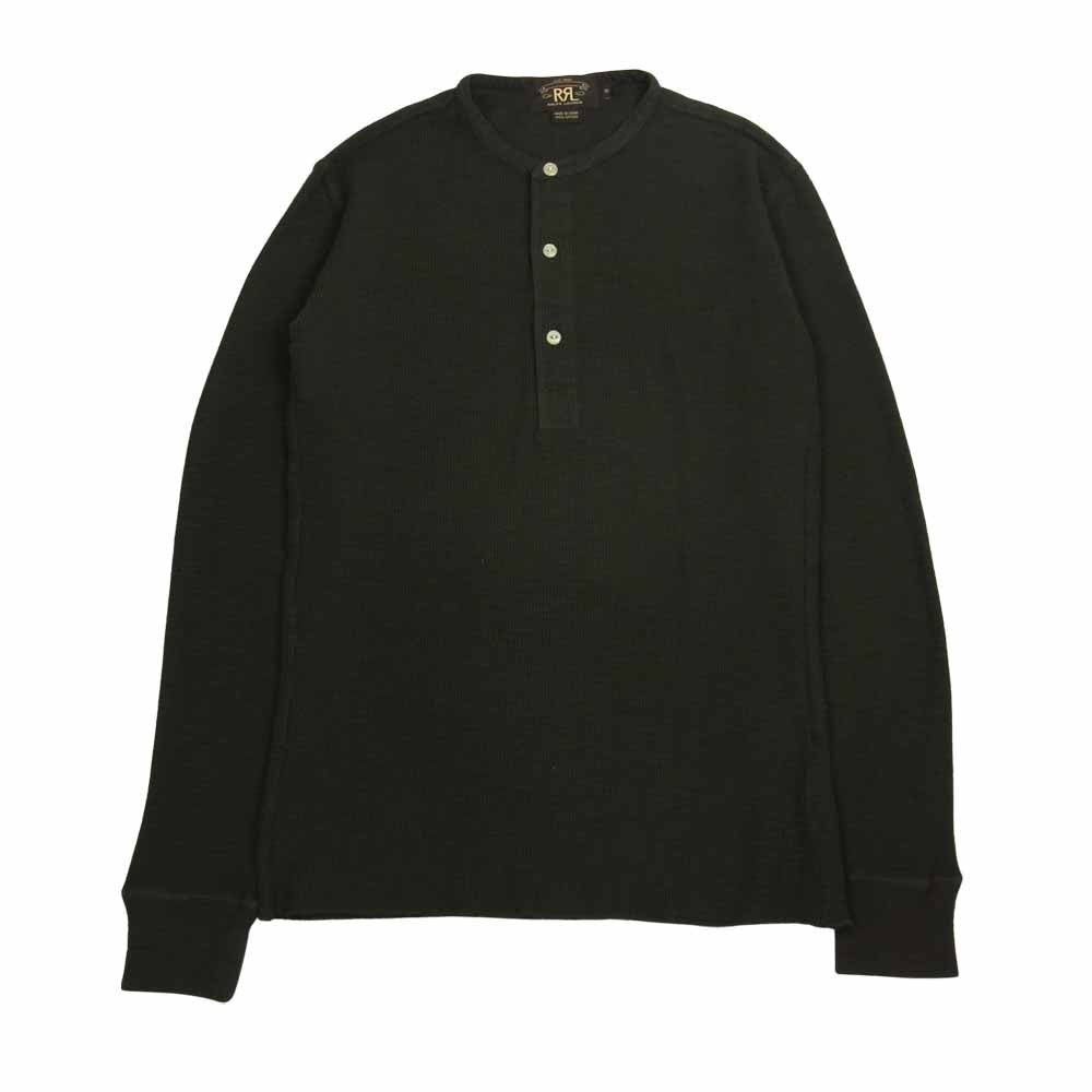 RRL ダブルアールエル ヘンリーネック ワッフル サーマル 長袖 カットソー Tシャツ チャコール系 XS【中古】