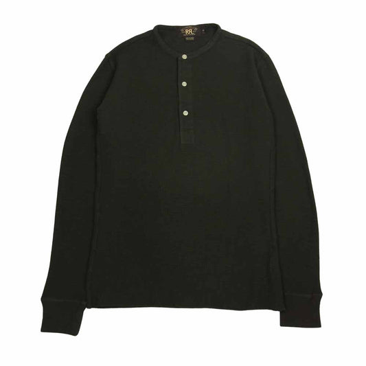 RRL ダブルアールエル ヘンリーネック ワッフル サーマル 長袖 カットソー Tシャツ チャコール系 XS【中古】