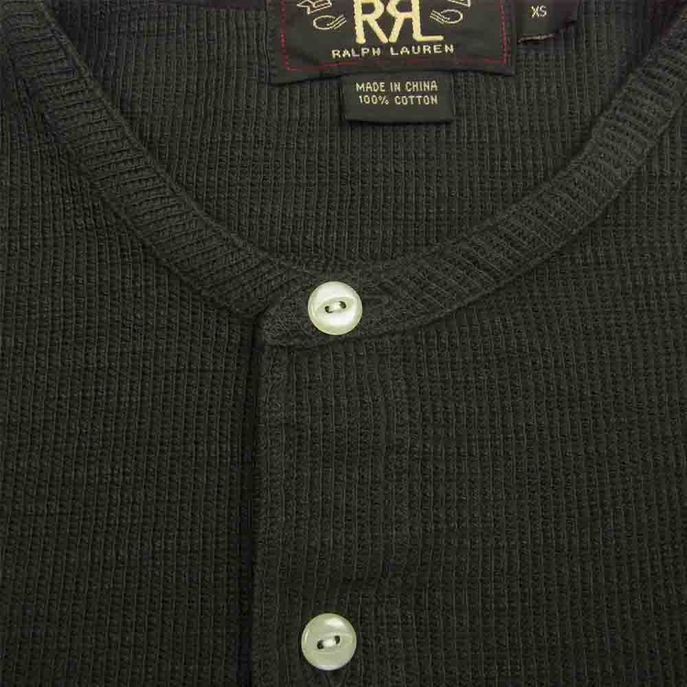RRL ダブルアールエル ヘンリーネック ワッフル サーマル 長袖 カットソー Tシャツ チャコール系 XS【中古】