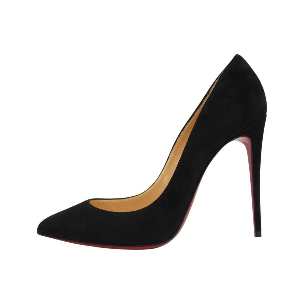 Christian Louboutin クリスチャンルブタン PIGALLE FOLLIES 100 VEAU VELOURS ピガール スエード ヒール パンプス ブラック系 38【極上美品】【中古】