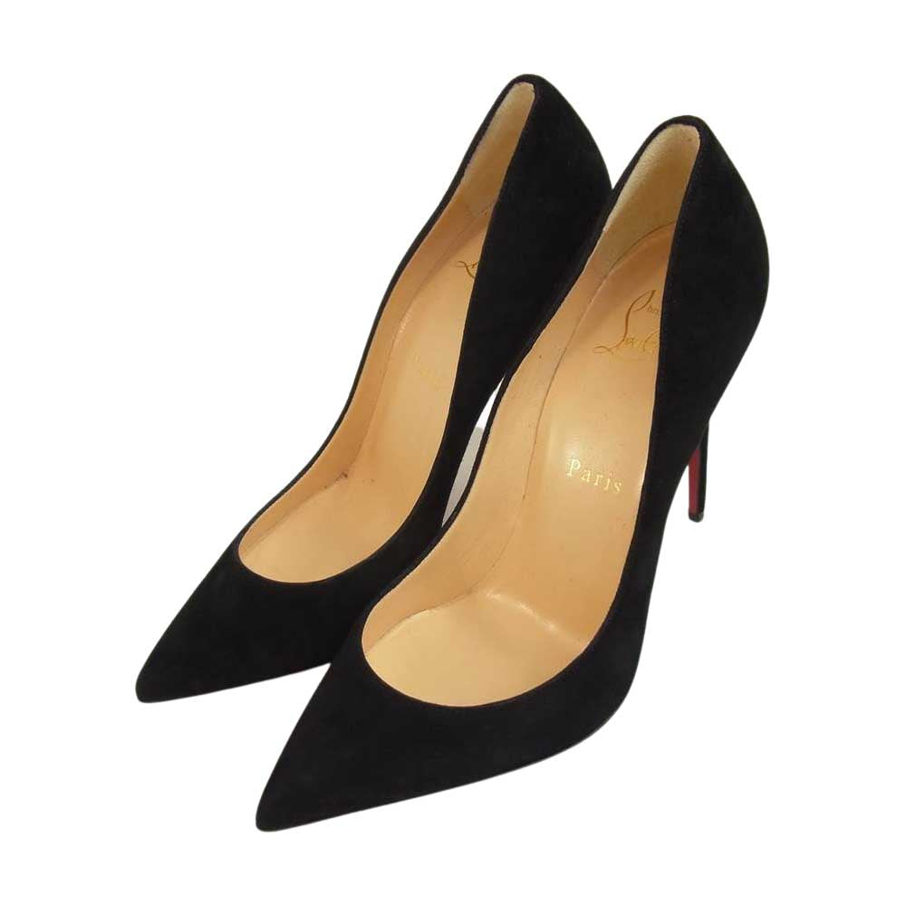 Christian Louboutin クリスチャンルブタン PIGALLE FOLLIES 100 VEAU VELOURS ピガール スエード ヒール パンプス ブラック系 38【極上美品】【中古】