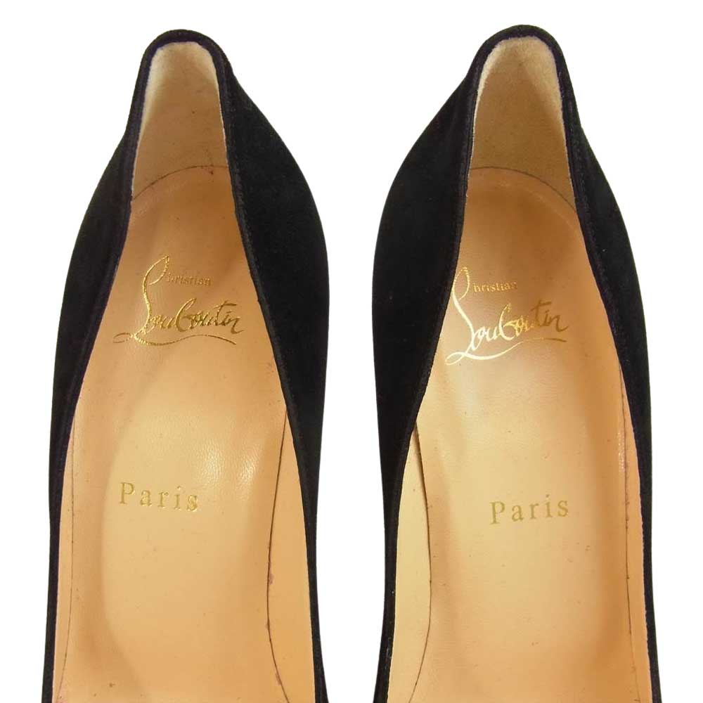 Christian Louboutin クリスチャンルブタン PIGALLE FOLLIES 100 VEAU VELOURS ピガール スエード ヒール パンプス ブラック系 38【極上美品】【中古】