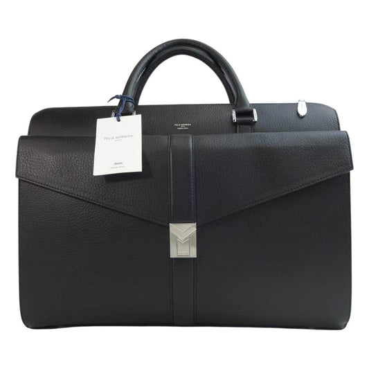 PELLE MORBIDA ペッレモルビダ PMO-HMB002  Maiden Voyage メイデンヴォヤージュ シュリンクレザー ブリーフケース ビジネスバッグ ブラック系【新古品】【未使用】【中古】