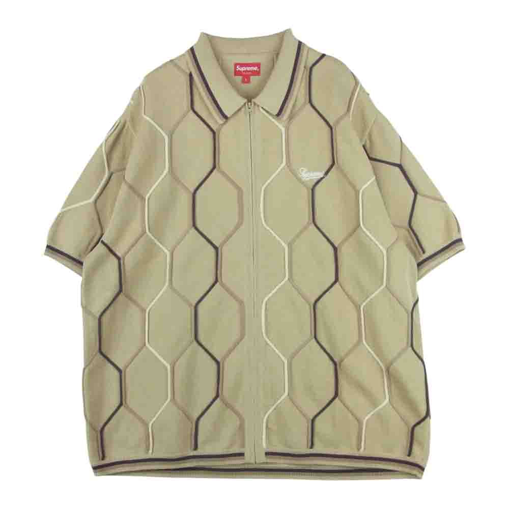 Supreme シュプリーム 21SS Hex Zip Up Polo ヘクス ジップアップ 半袖 ポロシャツ ブラウン系 L【中古】