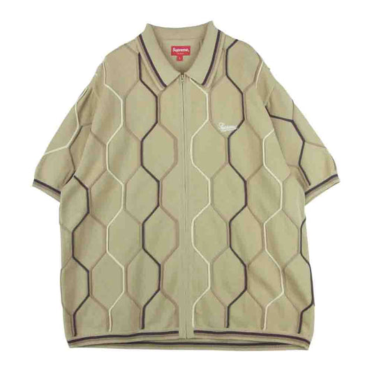 Supreme シュプリーム 21SS Hex Zip Up Polo ヘクス ジップアップ 半袖 ポロシャツ ブラウン系 L【中古】