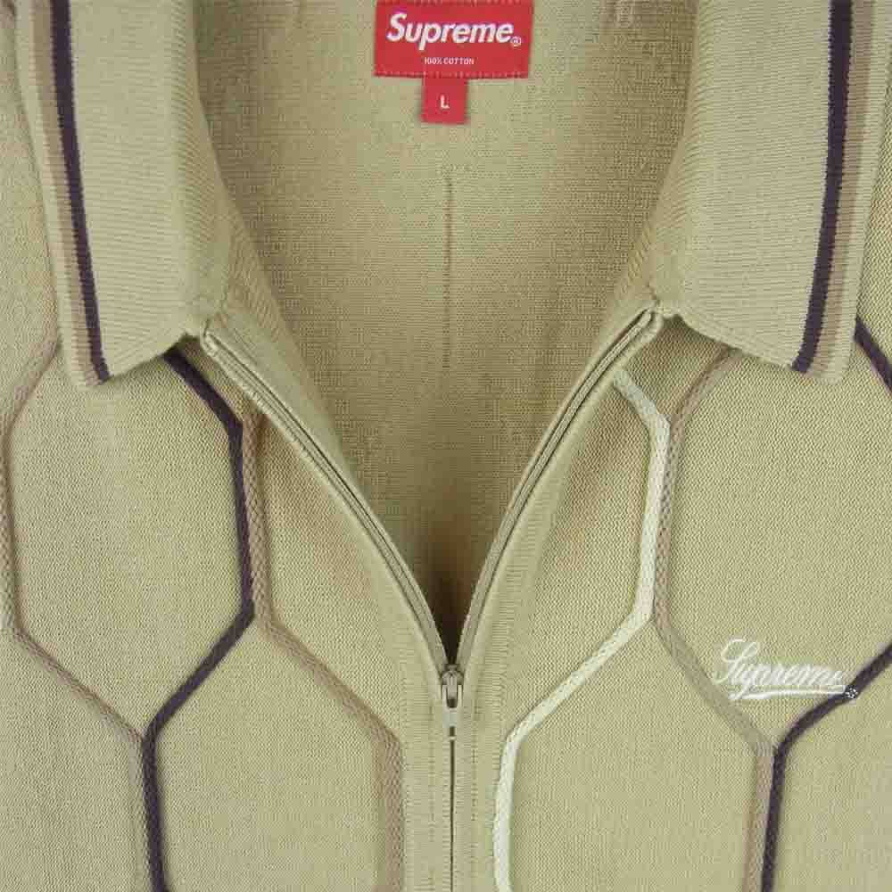 Supreme シュプリーム 21SS Hex Zip Up Polo ヘクス ジップアップ 半袖 ポロシャツ ブラウン系 L【中古】