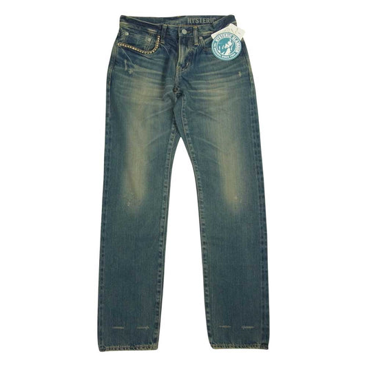 HYSTERIC GLAMOUR ヒステリックグラマー 02193AP13 スタッズ デニム  SP加工 スリム ストレート ジーンズ インディゴブルー系 28【新古品】【未使用】【中古】