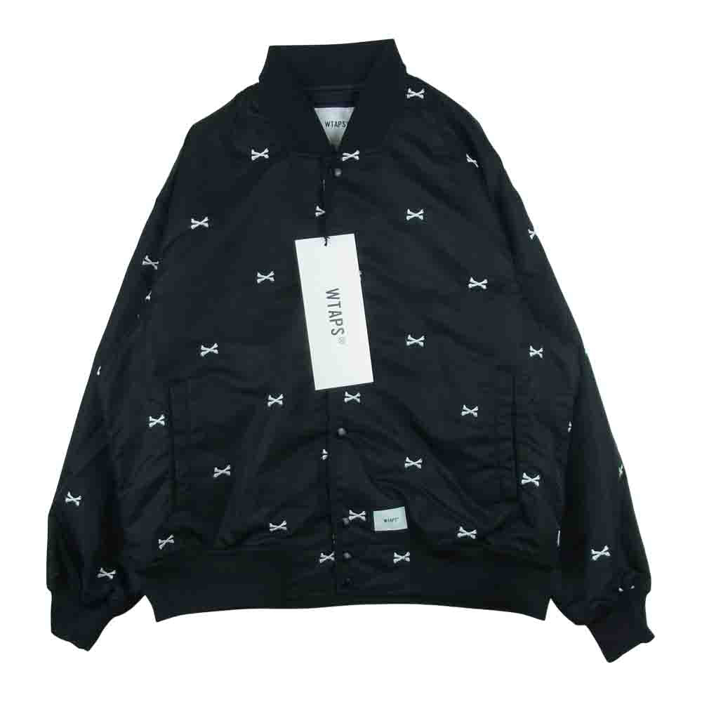 WTAPS ダブルタップス 22SS 221TQDT-JKM01 TEAM JACKET NYLON TWILL TEXTILE クロスボーン刺繍 ナイロン チーム ジャケット ブラック系 02【新古品】【未使用】【中古】