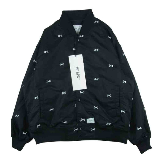 WTAPS ダブルタップス 22SS 221TQDT-JKM01 TEAM JACKET NYLON TWILL TEXTILE クロスボーン刺繍 ナイロン チーム ジャケット ブラック系 02【新古品】【未使用】【中古】
