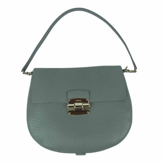Furla フルラ 2way ショルダー ストラップ ハンド バッグ レザー イタリア製 グレー系【中古】