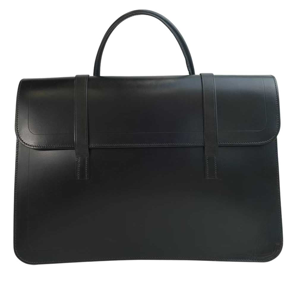 ラザフォード 英国製 Music Bag イングリッシュブライドルレザー ミュージック バッグ ブリーフケース ビジネスバッグ ブラック系【中古】