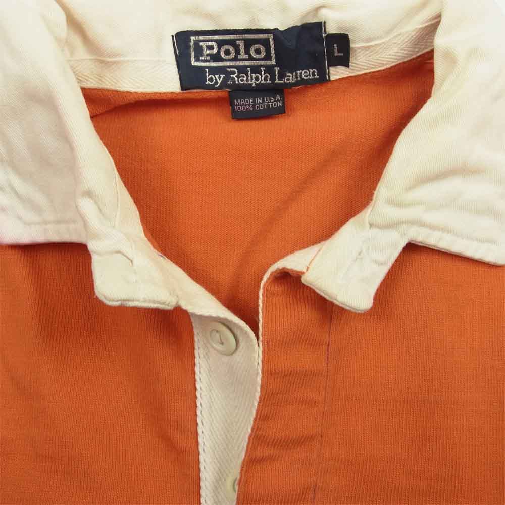 POLO RALPH LAUREN ポロ・ラルフローレン ヴィンテージ USA製 90s 半袖 ラガー シャツ ラグビー シャツ マルチカラー系 L【中古】