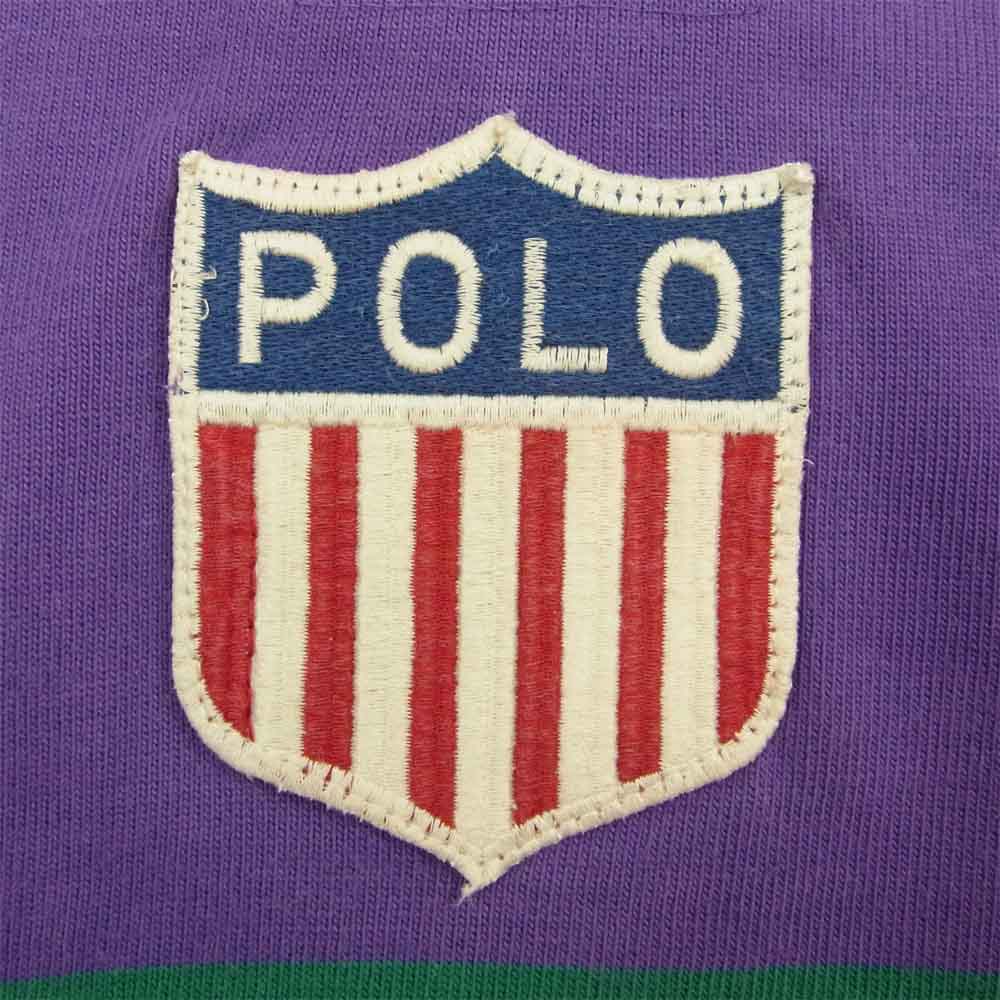 POLO RALPH LAUREN ポロ・ラルフローレン ヴィンテージ USA製 90s 半袖 ラガー シャツ ラグビー シャツ マルチカラー系 L【中古】