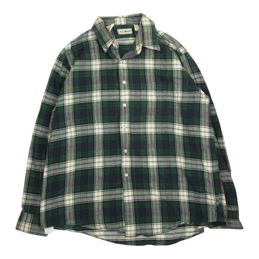 L.L.Bean エルエルビーン ヴィンテージ 80s 90s ネルシャツ B.D 長袖 チェックシャツ グリーン系 XL【中古】