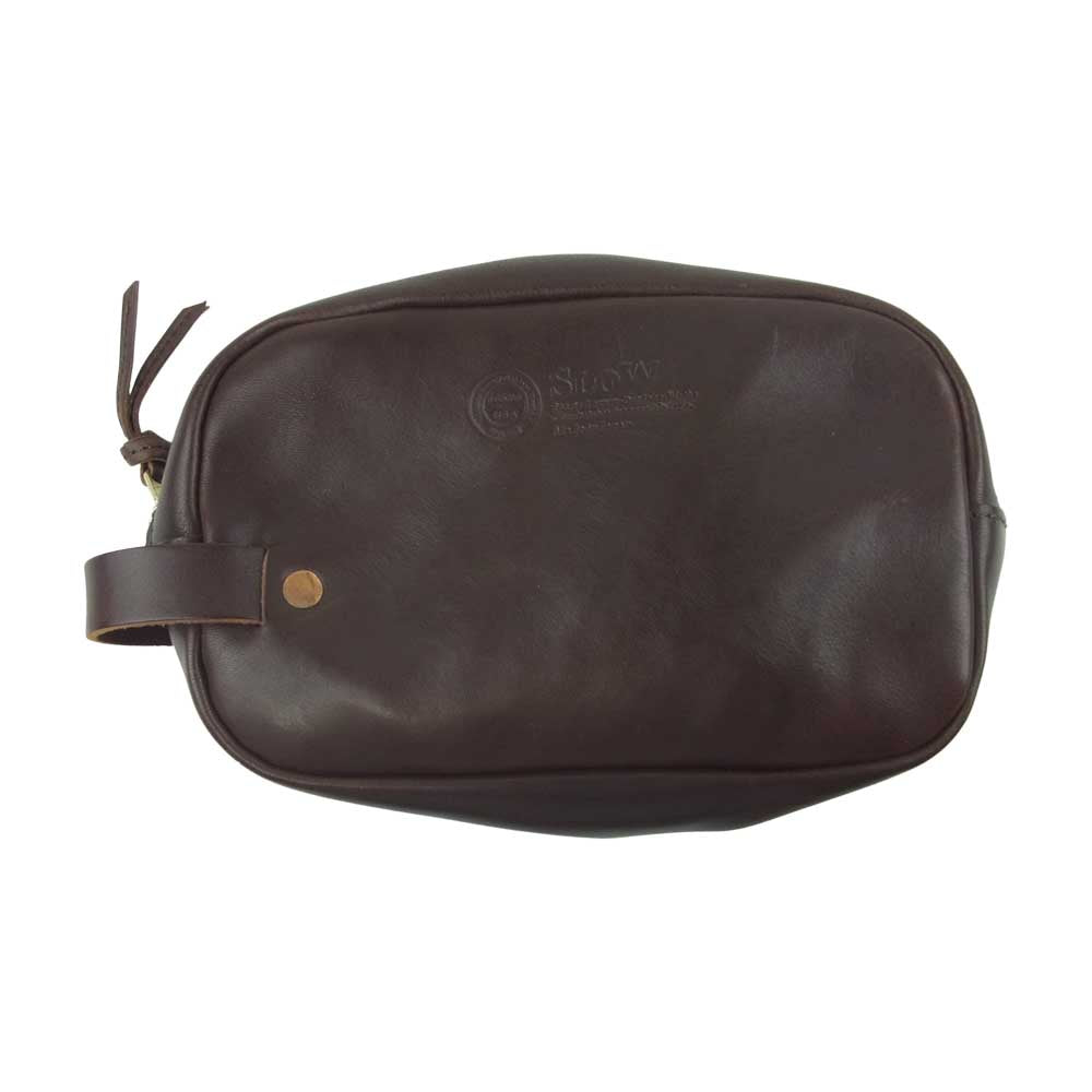 スロウ bono ボーノ レザー ポーチ バッグ 日本製 ダークブラウン系【中古】