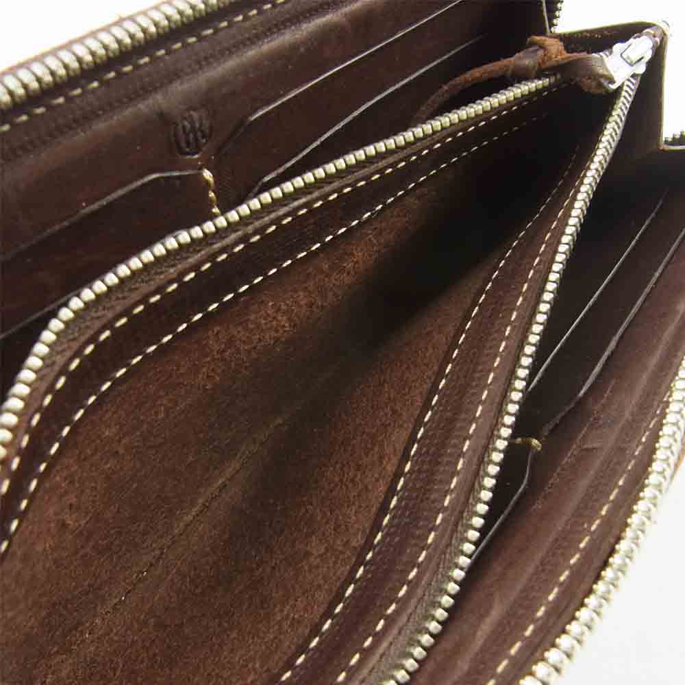REDMOON レッドムーン ラウンド ファスナー ロング ウォレット 長財布 ブラウン系【中古】