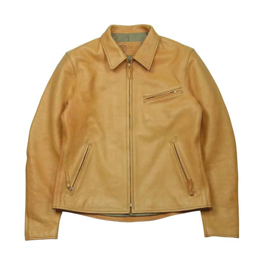 テンジン ワークス JS01TN シングル カラー レザー ライダース ジャケット ブラウン系 44【中古】