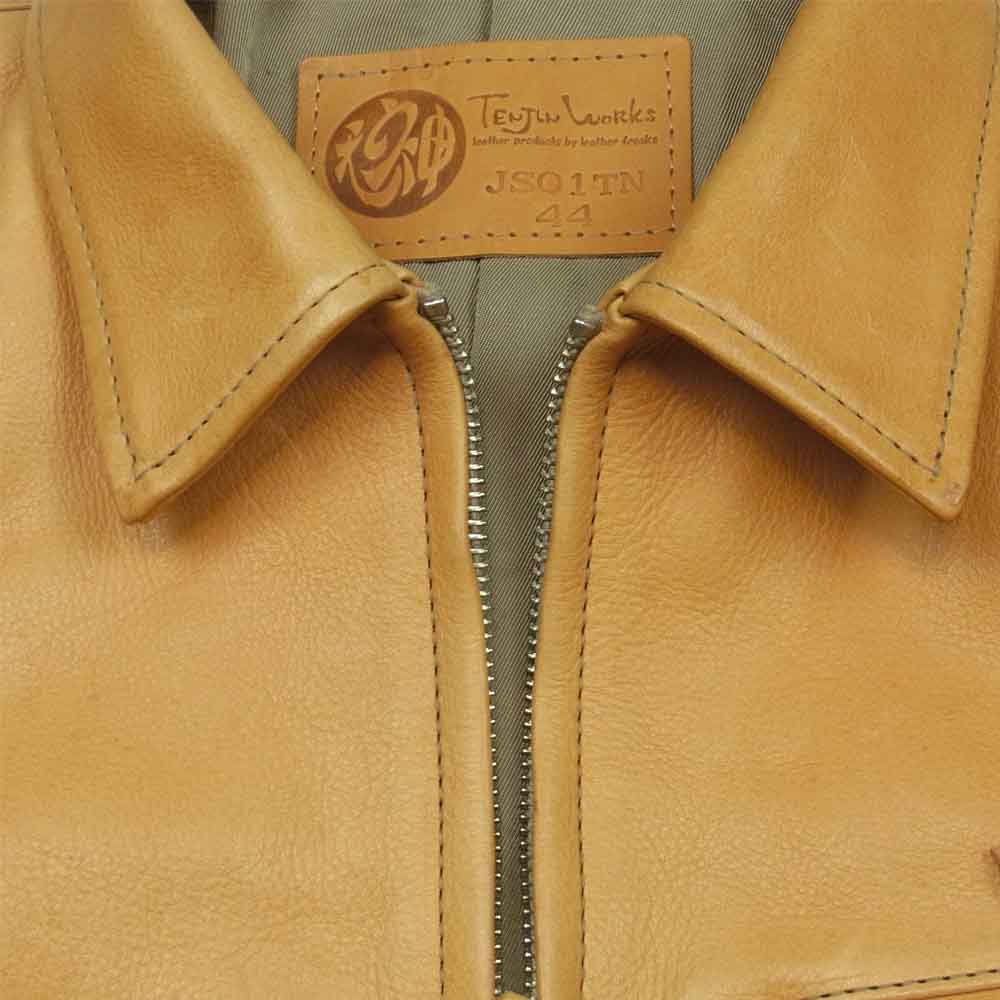 テンジン ワークス JS01TN シングル カラー レザー ライダース ジャケット ブラウン系 44【中古】