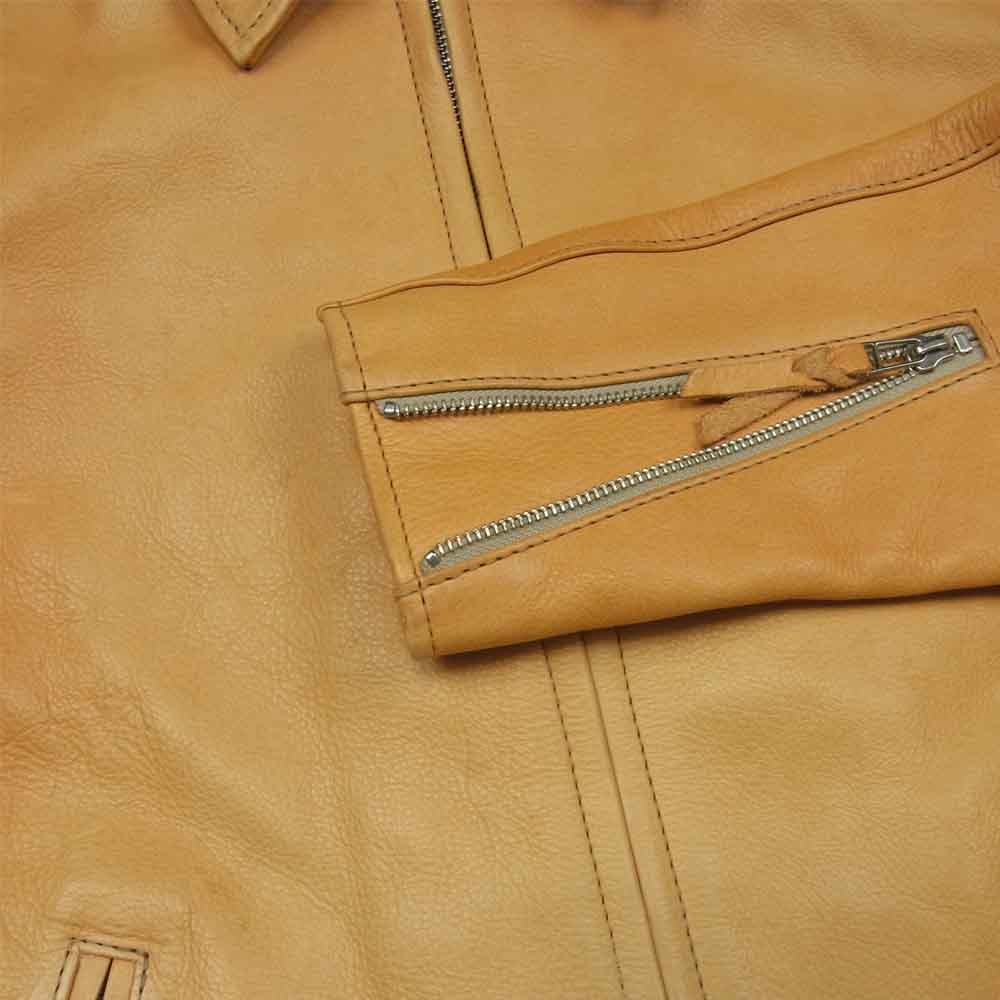 テンジン ワークス JS01TN シングル カラー レザー ライダース ジャケット ブラウン系 44【中古】