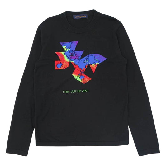 LOUIS VUITTON ルイ・ヴィトン 1A8HMO 国内正規品 2054 インターシャ クルーネック ニット ブラック系 M【中古】