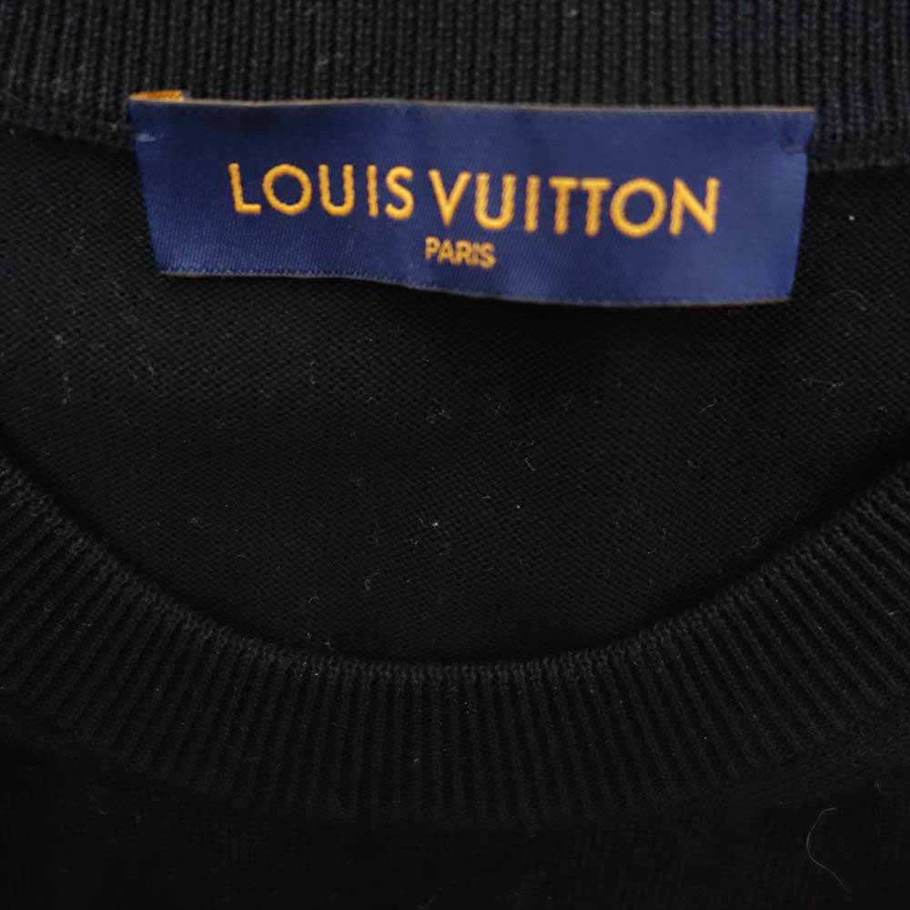LOUIS VUITTON ルイ・ヴィトン 1A8HMO 国内正規品 2054 インターシャ クルーネック ニット ブラック系 M【中古】