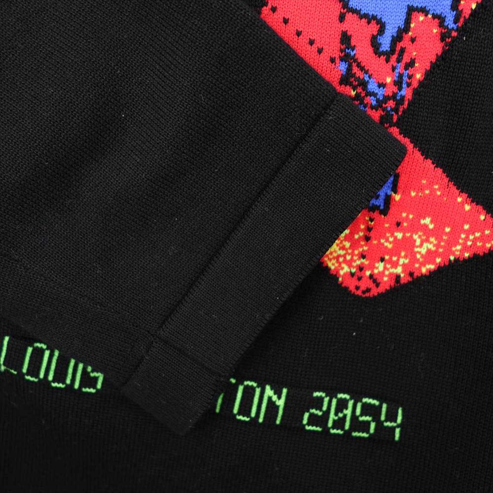 LOUIS VUITTON ルイ・ヴィトン 1A8HMO 国内正規品 2054 インターシャ クルーネック ニット ブラック系 M【中古】