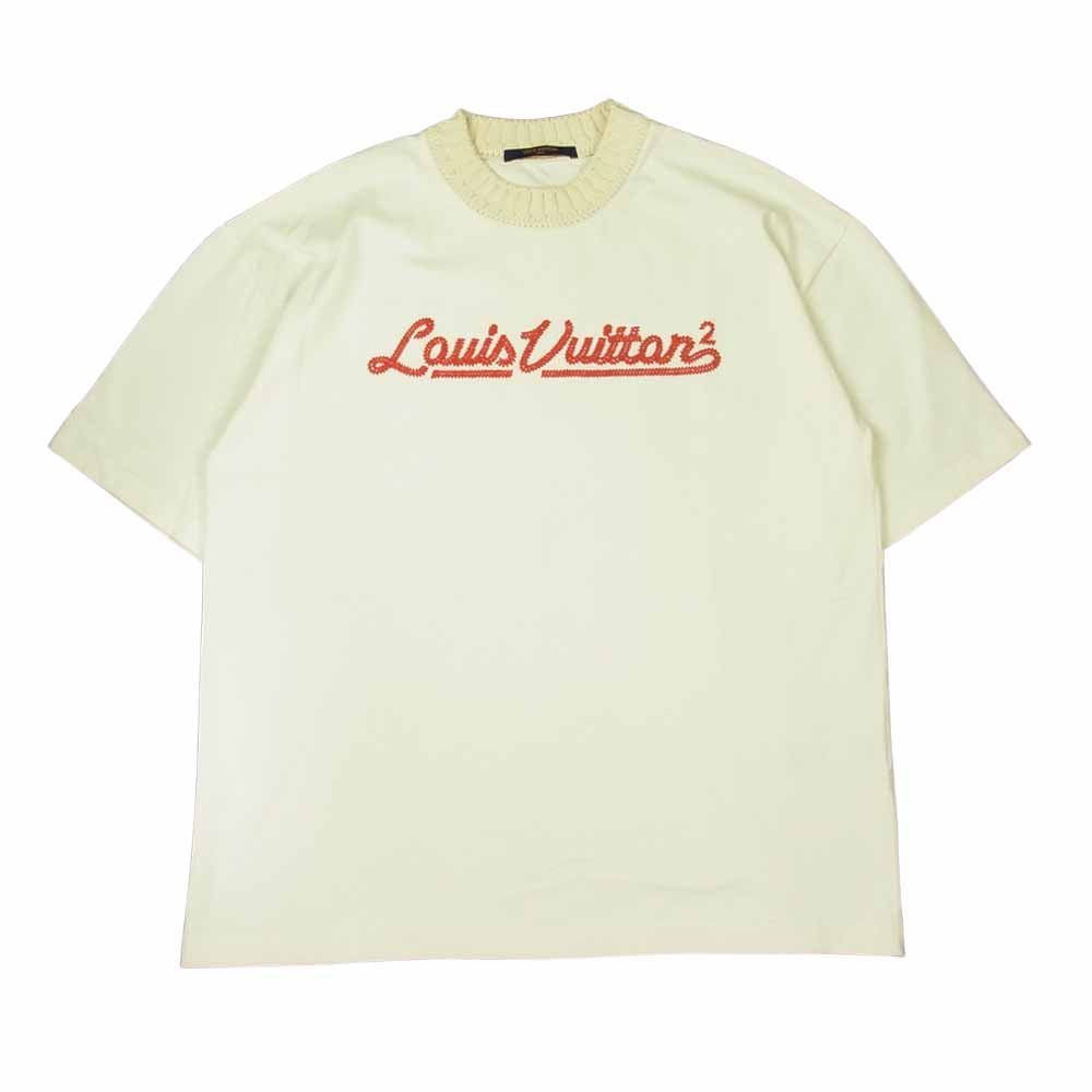 LOUIS VUITTON ルイ・ヴィトン 1A9GMP 国内正規品 NIGO ニゴー ロゴ刺繍 モックネック Tシャツ サイズL ホワイト系 L【美品】【中古】