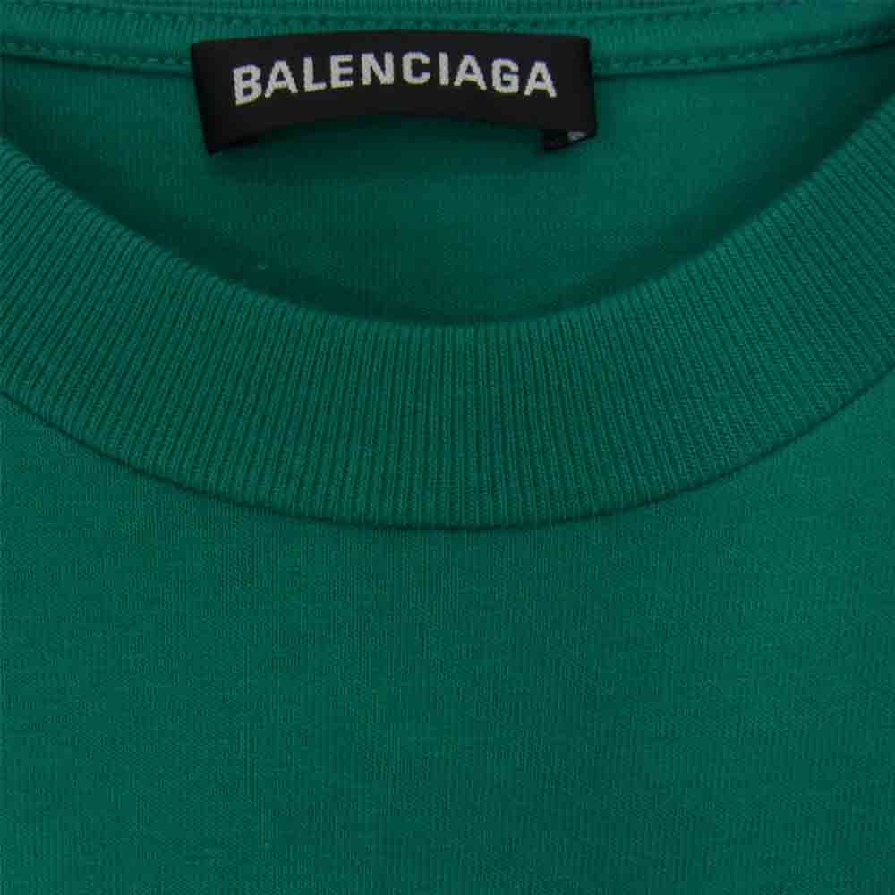 BALENCIAGA バレンシアガ 20SS 594579 PARIS ロゴ 刺繍 Tシャツ 半袖 グリーン系 XS【中古】