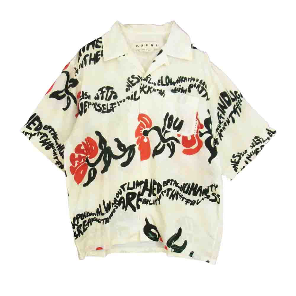 MARNI マルニ CUMU0213A0 S53973 イタリア製 Floral Print Short Sleeve Shirt フラワー プリント オープンカラー シャツ オフホワイト系 46【美品】【中古】