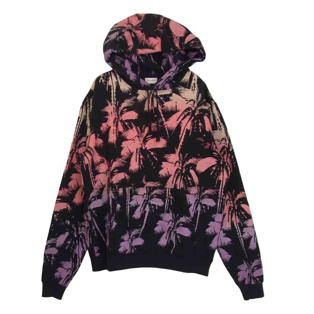 SAINT LAURENT サンローラン 20SS 603300 パームツリー プリント フーディー パーカー ブラック系 M【中古】