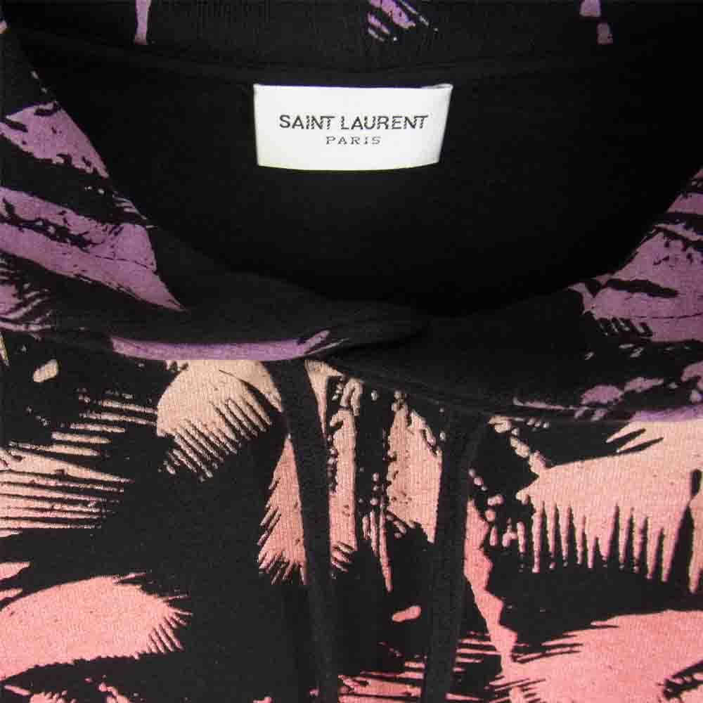 SAINT LAURENT サンローラン 20SS 603300 パームツリー プリント フーディー パーカー ブラック系 M【中古】
