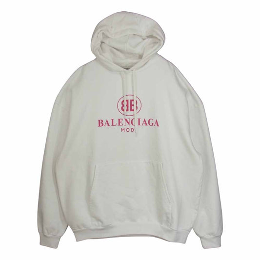 BALENCIAGA バレンシアガ 501656 MODE BBロゴ プリント フーディー パーカー  ホワイト系 S【中古】