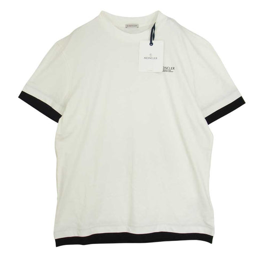 MONCLER モンクレール 21SS H10918C00017-8390T ジャパンタグ コットン ロゴ プリント レイヤード Tシャツ ホワイト系 L【極上美品】【中古】