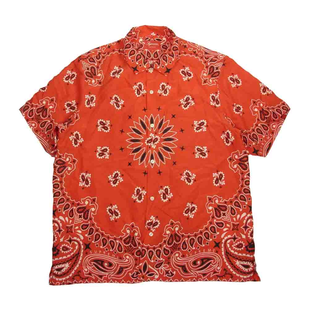 Supreme シュプリーム 21SS Bandana Silk S/S Shirt バンダナ シルク シャツ レッド系 L【中古】