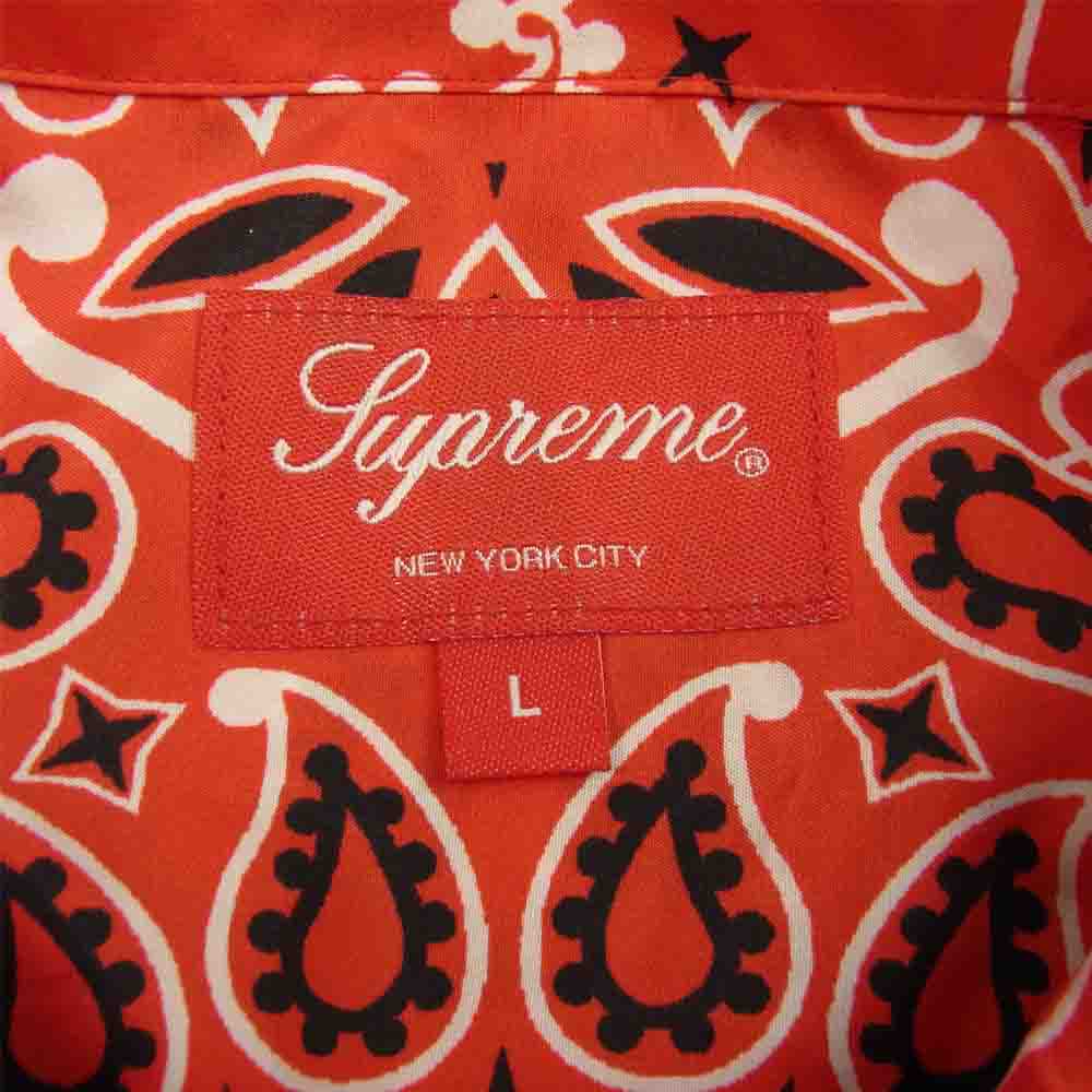 Supreme シュプリーム 21SS Bandana Silk S/S Shirt バンダナ シルク シャツ レッド系 L【中古】