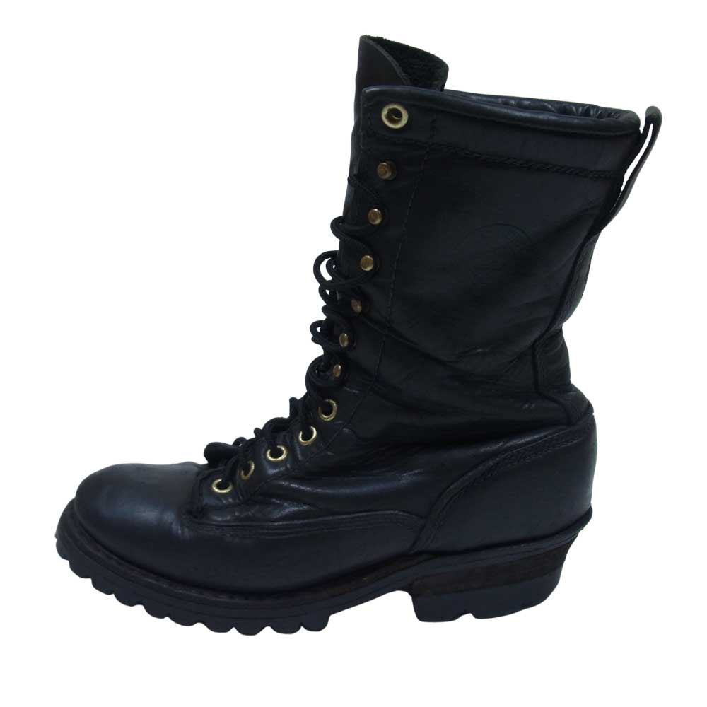 ハソーン USA製 LEATHER BOOTS レザー 編上げ ブーツ ブラック系 内寸約27cm程度【中古】