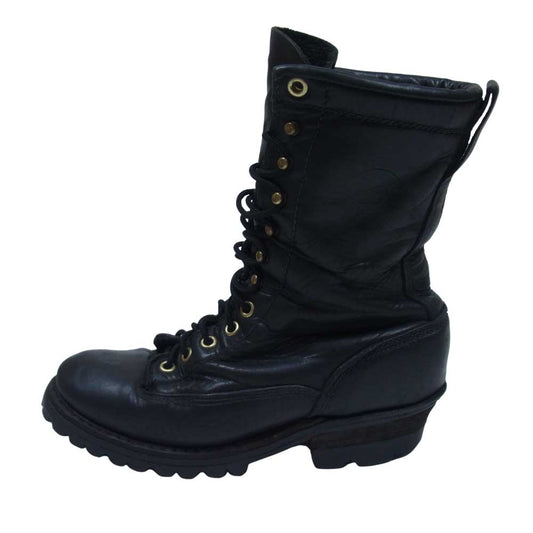 ハソーン USA製 LEATHER BOOTS レザー 編上げ ブーツ ブラック系 内寸約27cm程度【中古】