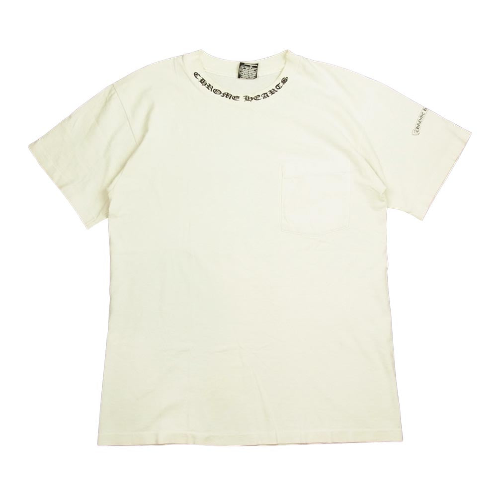 CHROME HEARTS クロムハーツ（原本無） スクロールラベル バックプリント ポケット付き 半袖Ｔシャツ ホワイト ホワイト系 M【中古】