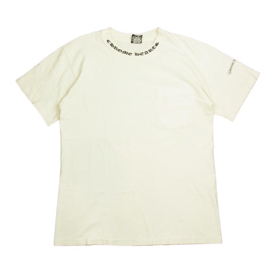 CHROME HEARTS クロムハーツ（原本無） スクロールラベル バックプリント ポケット付き 半袖Ｔシャツ ホワイト ホワイト系 M【中古】