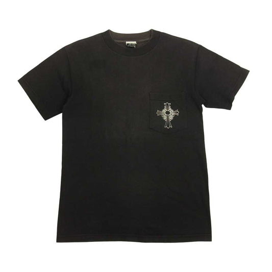 CHROME HEARTS クロムハーツ（原本無） NEW YORK スクロールラベル バックプリント ポケット付き 半袖Ｔシャツ ブラック ブラック系 S【中古】