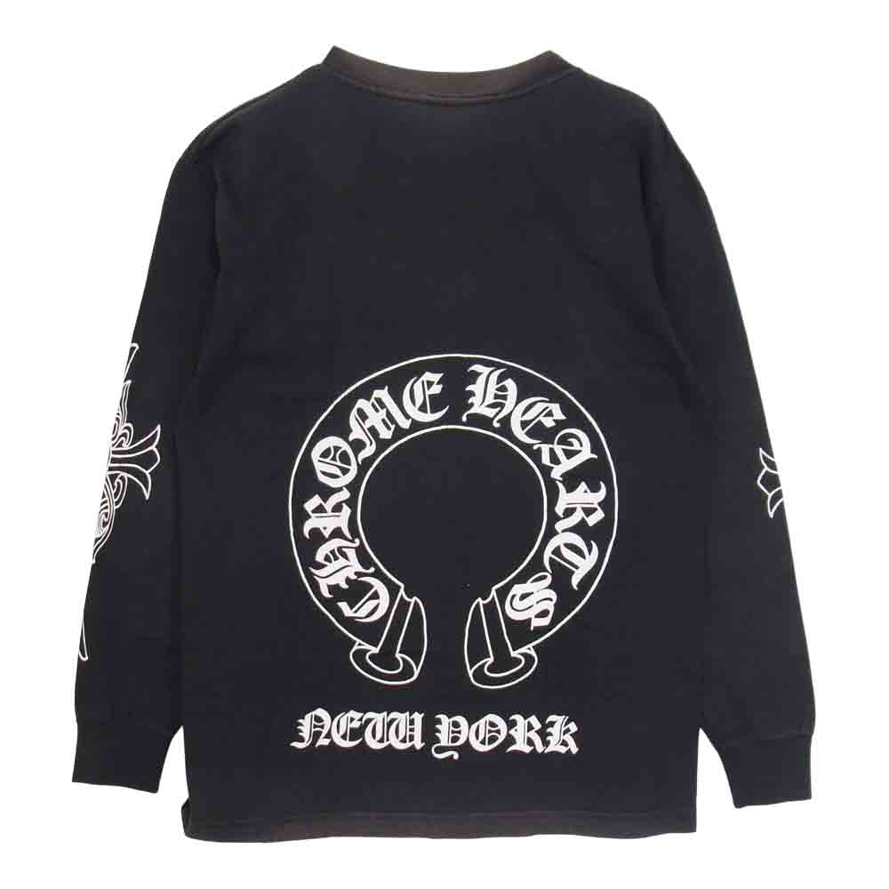 CHROME HEARTS クロムハーツ（原本無） ホースシュー プリント ロングスリーブ 長袖 Tシャツ ブラック ブラック系 M【中古】