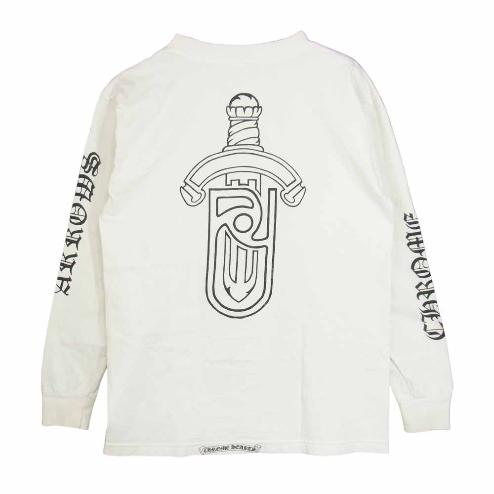 CHROME HEARTS クロムハーツ（原本無） ダガーバックプリント ポケット付き 長袖Ｔシャツ ブラック ホワイト系 M【中古】