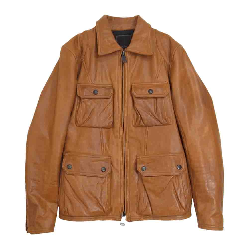 TETE HOMME テットオム 1141906-1 カウレザー ジップ シングル ジャケット 中綿 ブルゾン ブラウン系 5【中古】