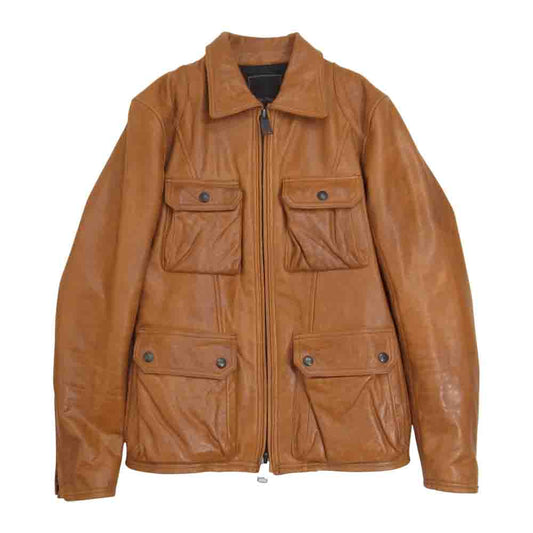 TETE HOMME テットオム 1141906-1 カウレザー ジップ シングル ジャケット 中綿 ブルゾン ブラウン系 5【中古】